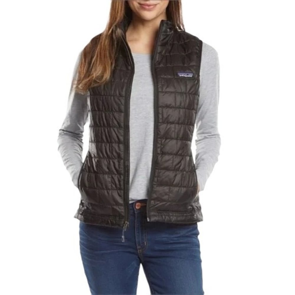Patagonia Womens Black Nano Puffer Lightweight Primaloft Vest Size Medium